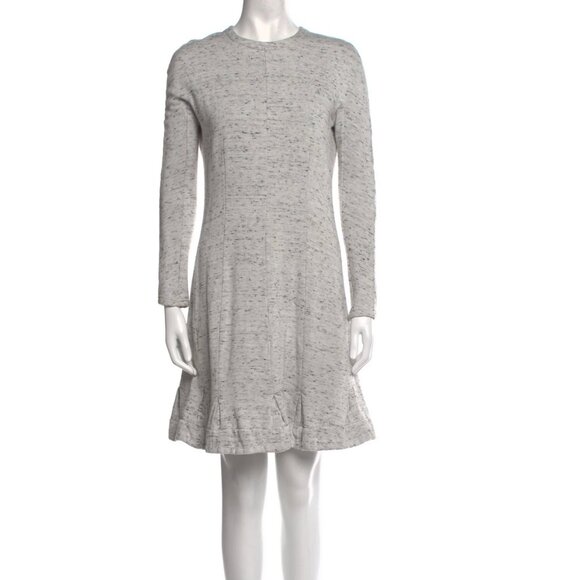 Carven Long Sleeve Sweatshirt Dress Ruffle Hem Gray Back Zip Womens Size Large - Picture 2 of 15